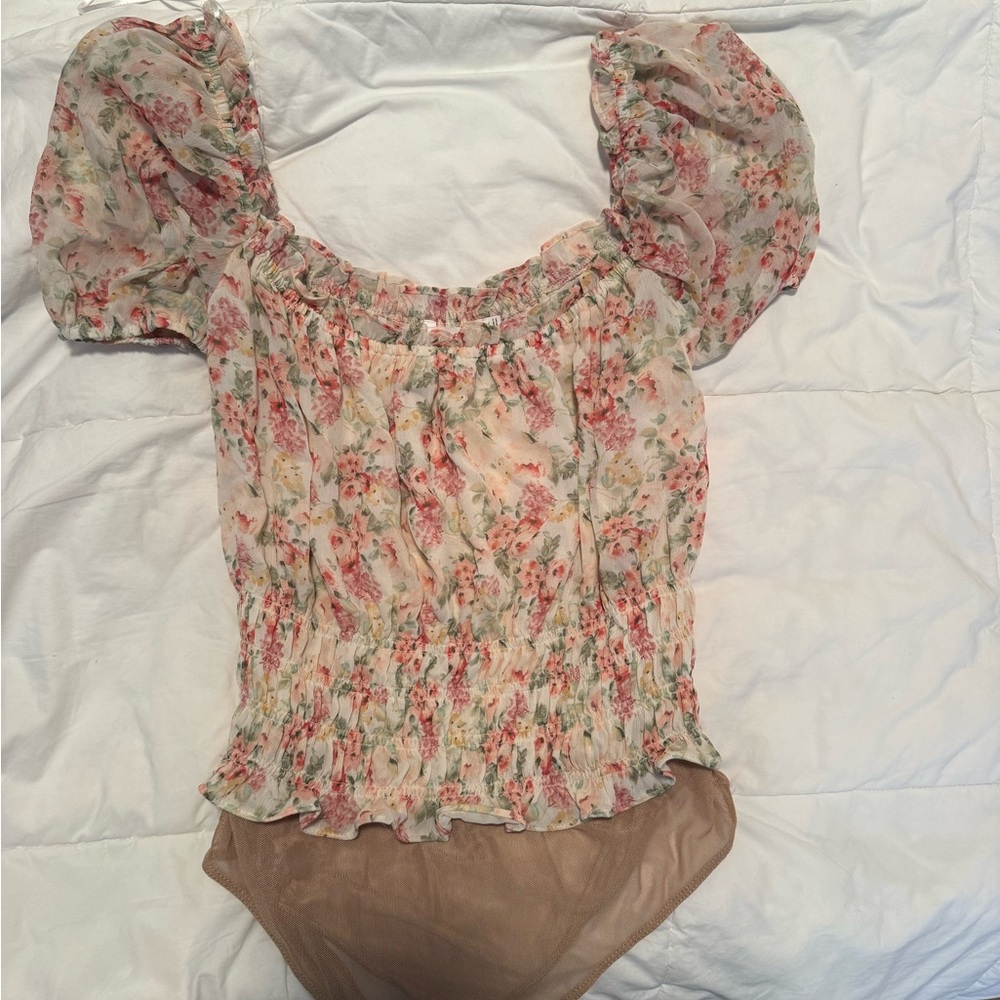Astr Floral Puff Sleeve Bodysuit